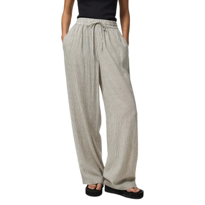 Pantaloni Donna Pieces - Pcpia Hw Wide Pants Wvn Noos - Beige