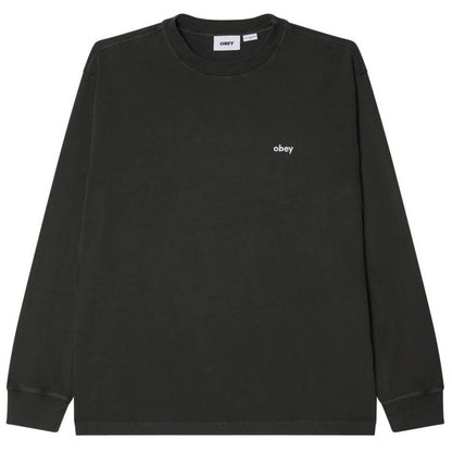 Maglie a manica lunga Uomo Obey - Lowercase Pigment Tee Ls - Nero