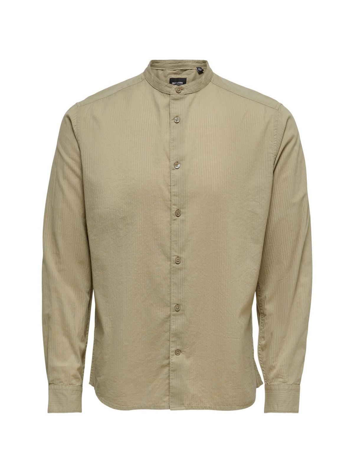 Camicie casual Uomo Only & Sons - Onsduke Ls Seersucker Solid Mao Shirt - Beige