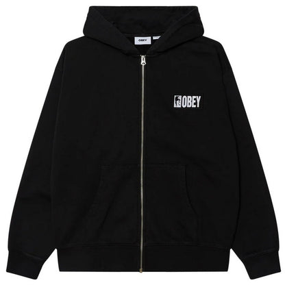 Felpe con cappuccio Uomo Obey - Margin Faded Zip Hood Fleece - Nero