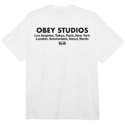 T-shirt Uomo Obey - Obey Studios Eye Heavyweight Classic Box Tee - Bianco