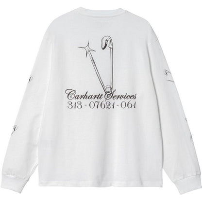 T-shirt Donna Carhartt Wip - W' L/S Safety Pin T-Shirt - Bianco