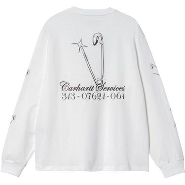 T-shirt Donna Carhartt Wip - W' L/S Safety Pin T-Shirt - Bianco