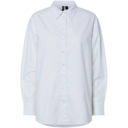 Camicie Donna Pieces - Pcpoppy Ls Oxford Loose Shirt Wvn Noos - Bianco