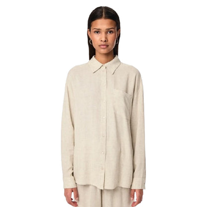 Camicie Donna Pieces - Pcpia Ls Loose Shirt Wvn Noos - Grigio