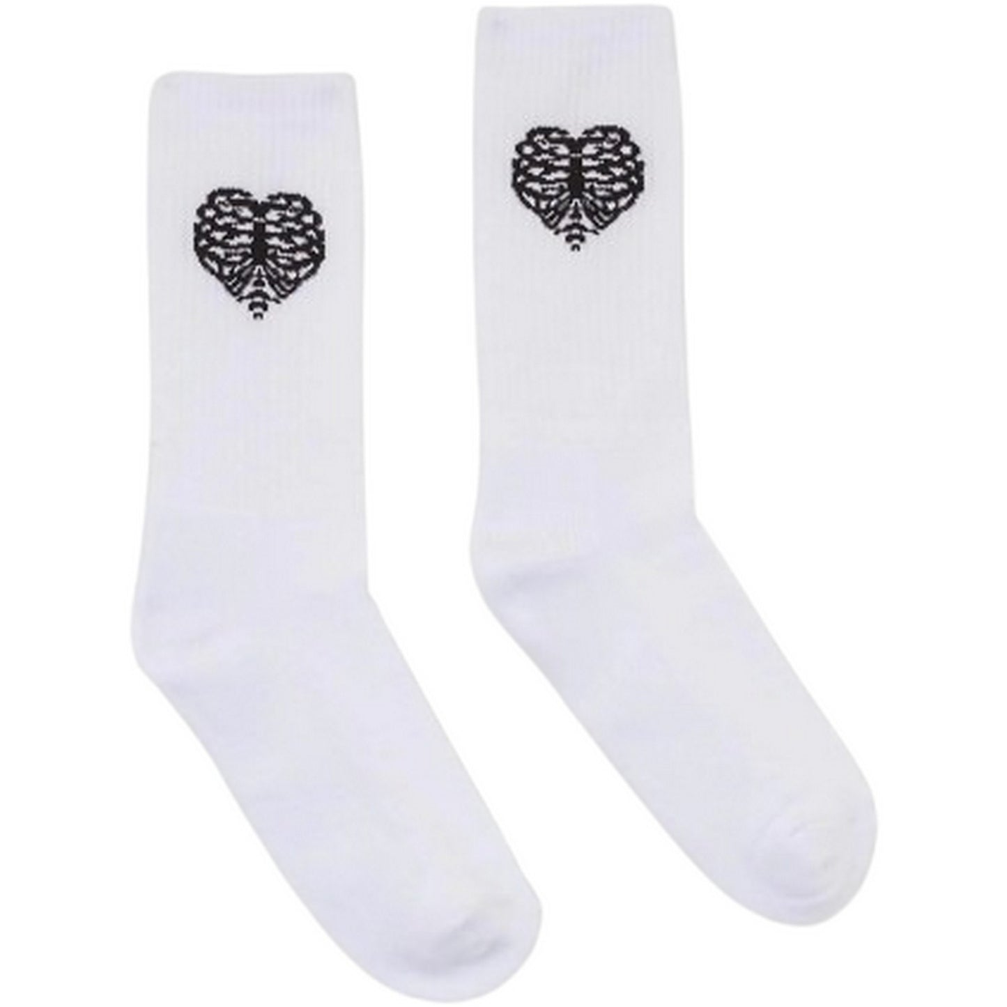 Calze Uomo Phobia - White Socks With Black Jacquard Rib Heart - Bianco