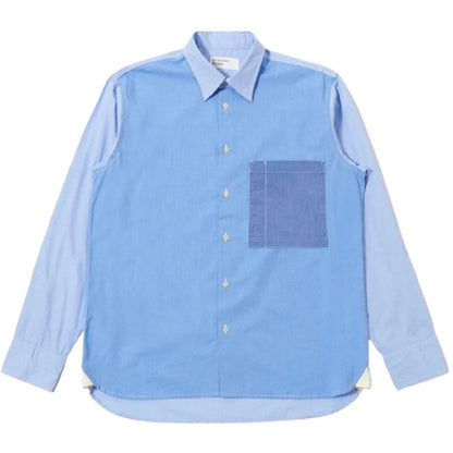 Camicie casual Uomo Universal Works - Mixed Square Pocket Shirt - Blu