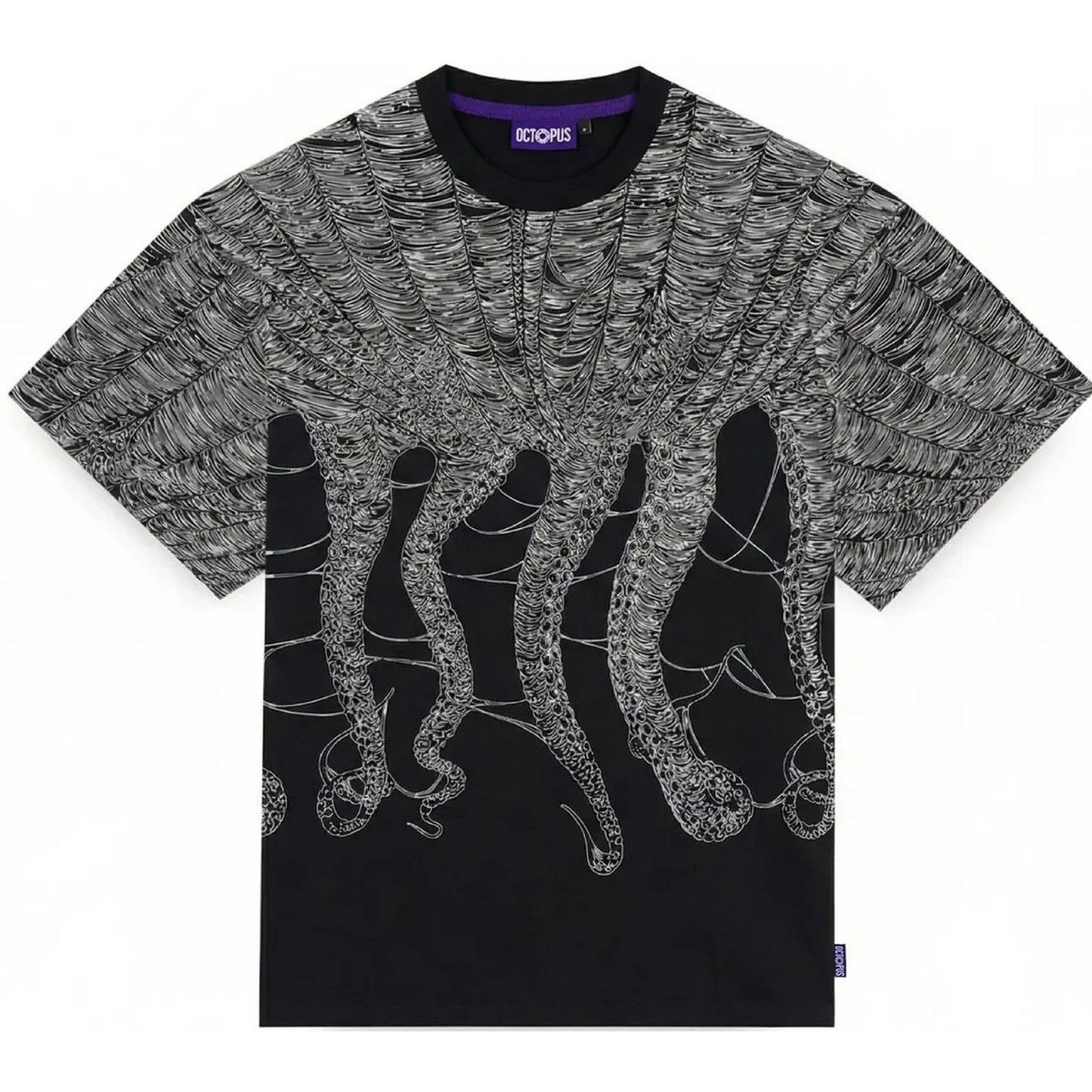 T-shirt Uomo Octopus - Octopus Cobweb Tee by Luca Devinu - Nero