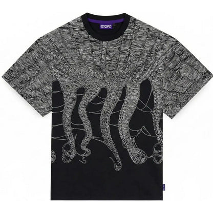 T-shirt Uomo Octopus - Octopus Cobweb Tee by Luca Devinu - Nero
