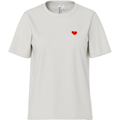 T-shirt Donna Pieces - Pcmila Ss Heart Tee Jrs Noos Bc - Bianco
