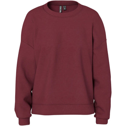 Felpe senza cappuccio Donna Pieces - Pcchilli Ls Loose Sweat Noos Bc - Bordeaux