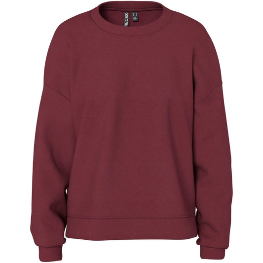 Felpe senza cappuccio Donna Pieces - Pcchilli Ls Loose Sweat Noos Bc - Bordeaux