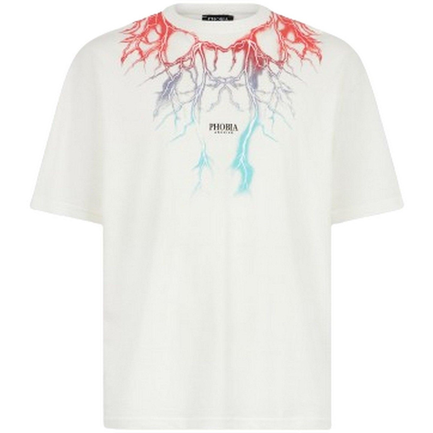 T-shirt Uomo Phobia - White T-Shirt With Bicolor Lightning Print - Bianco