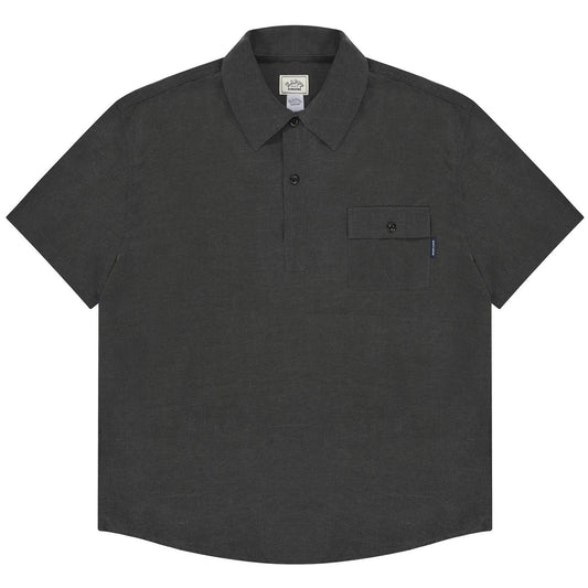 Camicie casual Unisex KAPPY DESIGN - Pigment Henleyneck Half Shirt - Grigio