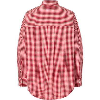 Camicie Donna Pieces - Pcrippa Ls Oversize Shirt Wvn - Rosso