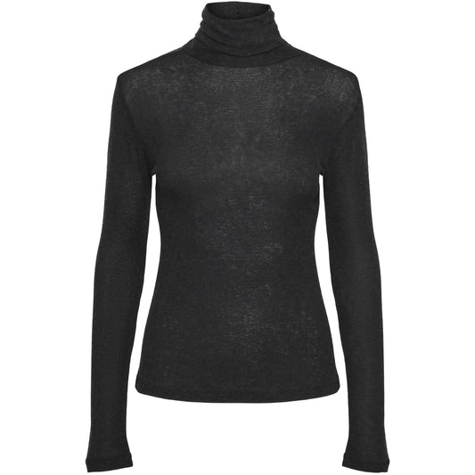 Canotte e top Donna Pieces - Pcnoey Ls High Neck Top - Nero