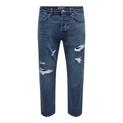 Jeans Uomo Only & Sons - Onsavi Crop Mid. Blue 4381 Jeans - Blu