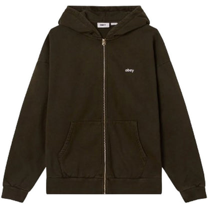 Felpe con cappuccio Unisex Obey - Lowercase Pigment Zip Hood Fleece - Verde