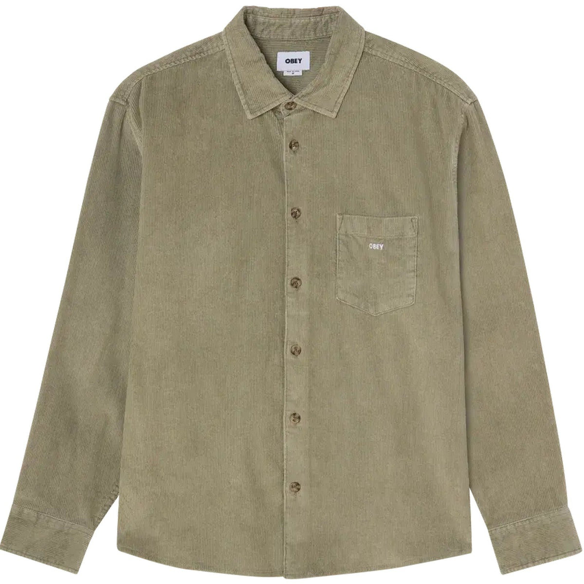 Maglie a manica lunga Uomo Obey - Tommy Corduroy Woven Ls - Verde