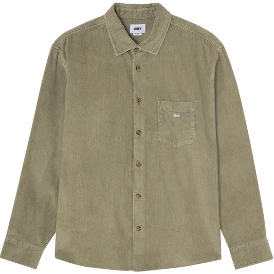 Maglie a manica lunga Uomo Obey - Tommy Corduroy Woven Ls - Verde